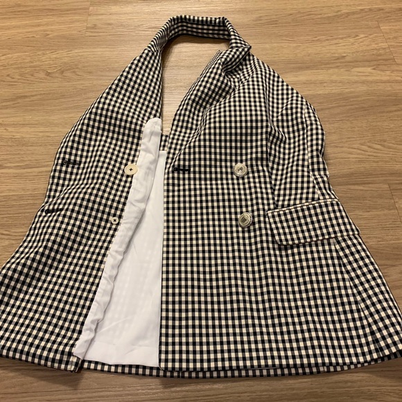 Veronica Beard Enfield Gingham Notched Lapel Double Breasted Vest Top Size 12 - Picture 15 of 16